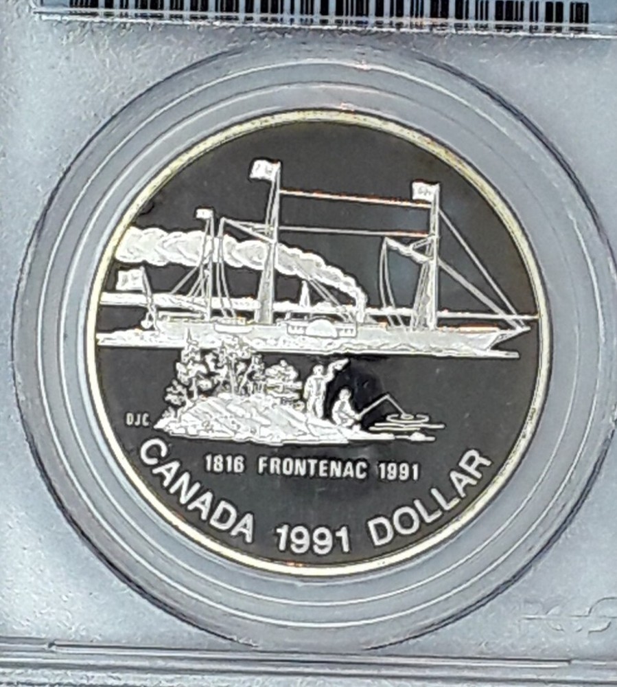 1991 CANADA PCGS PR69 DCAM, FRONTENAC COMMEMORATIVE SILVER DOLLAR.