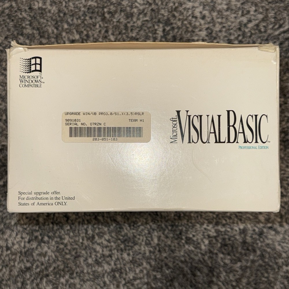 Microsoft Visual Basic Professional Edition Ver 3.0 Windows 95 New Open Box