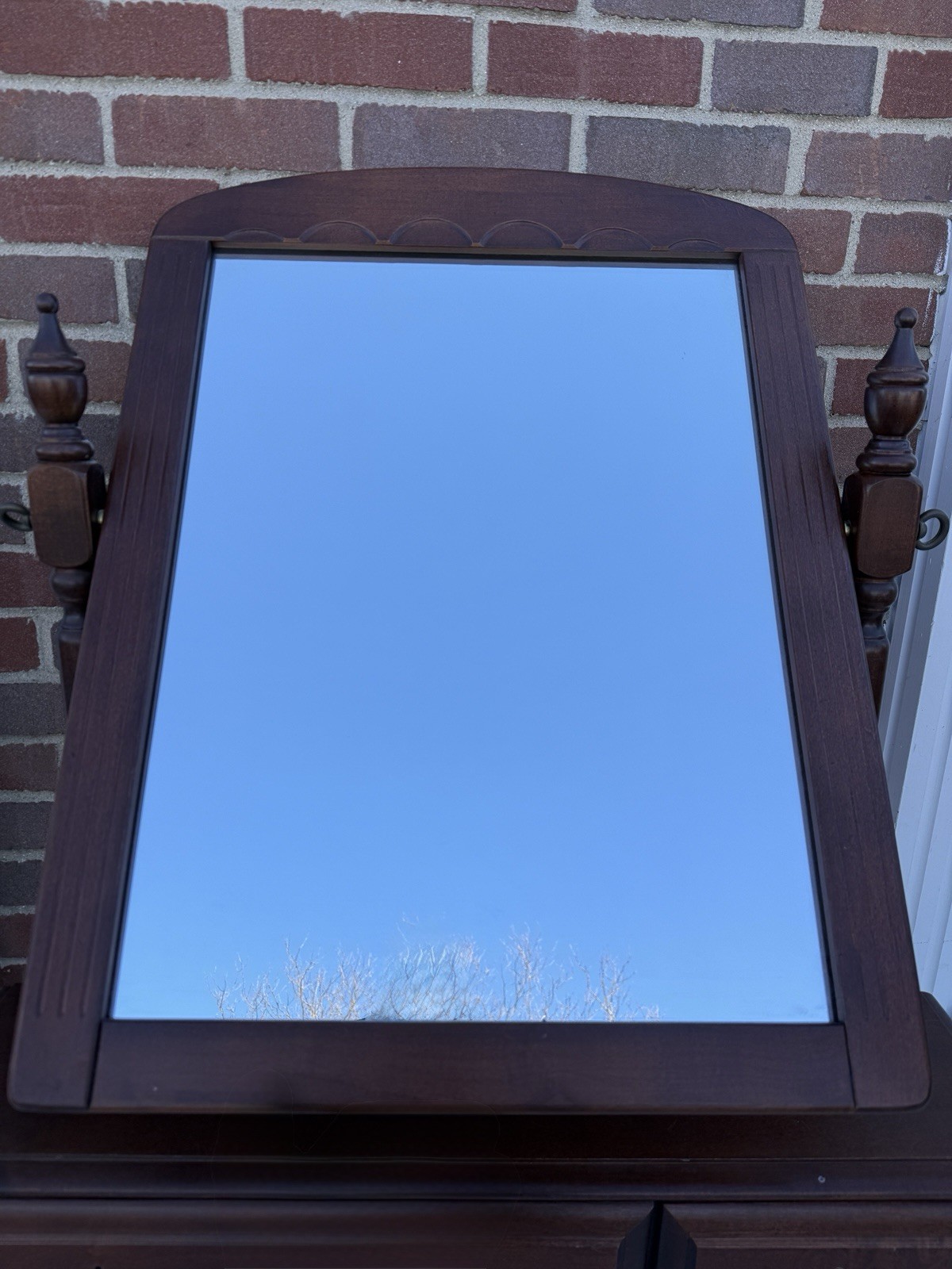 Simmons Wood Tabletop Vanity Mirror Swivel Dresser Top Shave Mirror w/ 3 Drawers