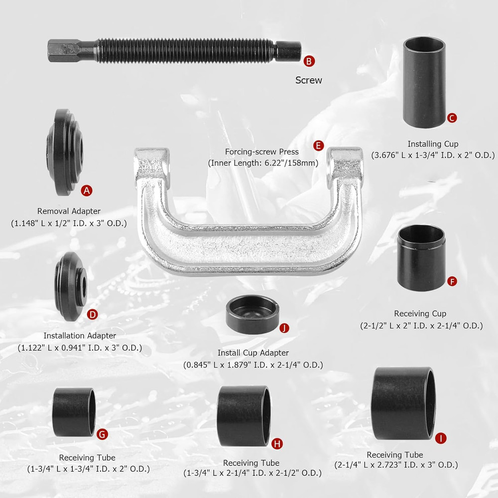 Ball Joint Press U-Joint Removal Tool Bundle 9Pcs Axle Nut Impact Drive Socket
