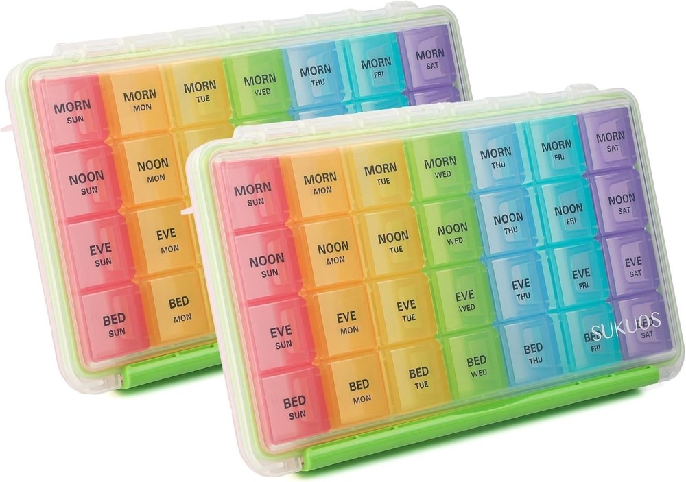 Moisture-Resistant 7-Day Pill Box (2 Pcs)