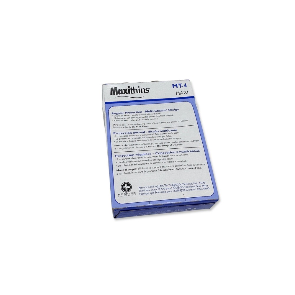 Maxithins Regular Maxi Pads MT-4 Individually Boxed Regular Protection 250 Count
