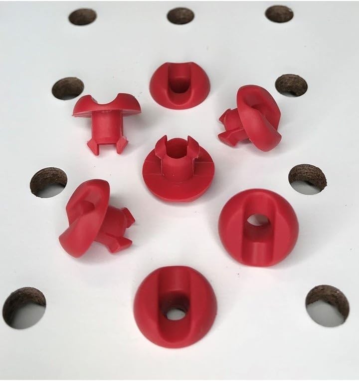 Pegboard Peg Locks 50-Pack - 1/4 Inch Red Grommets for Reliable Hook Security