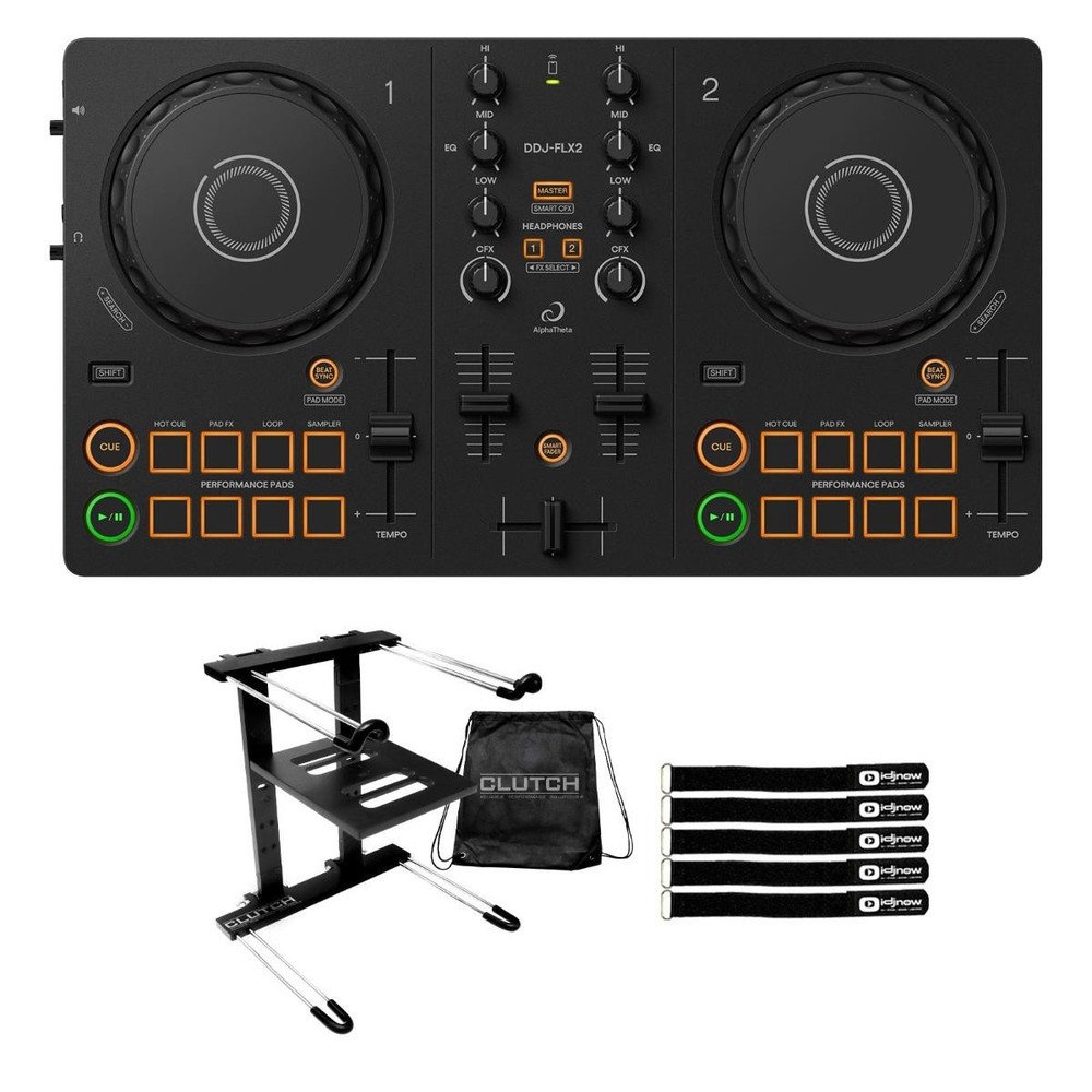 AlphaTheta DDJ-FLX2 Compact Beginner 2-Channel Serato DJ Controller, Laptop S...