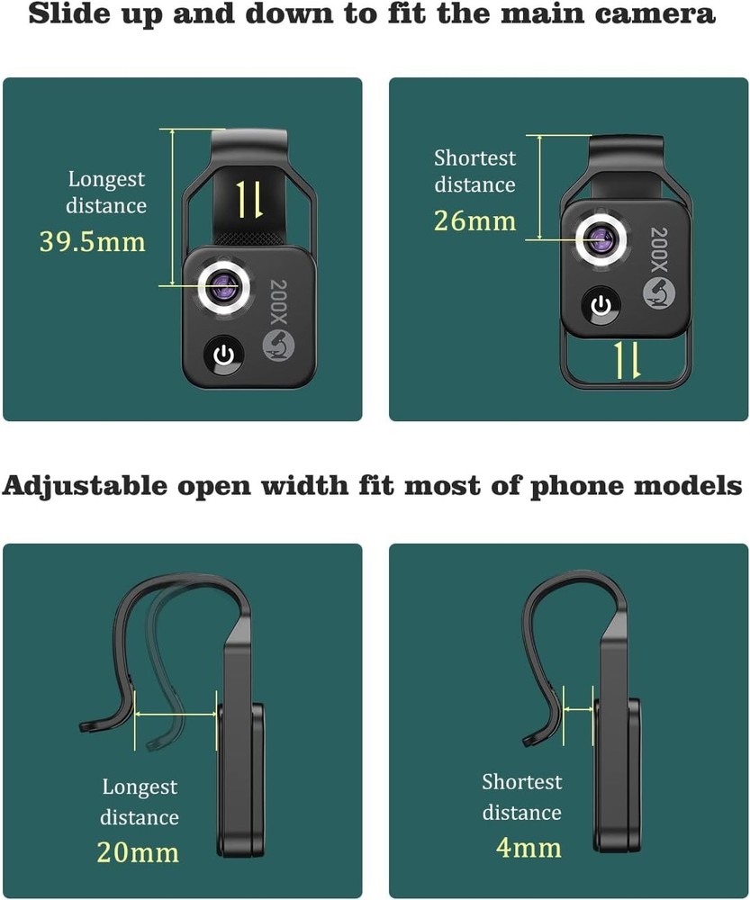 LED-Illuminated 200X Phone Microscope Camera Attachment - Gift for Curious Minds