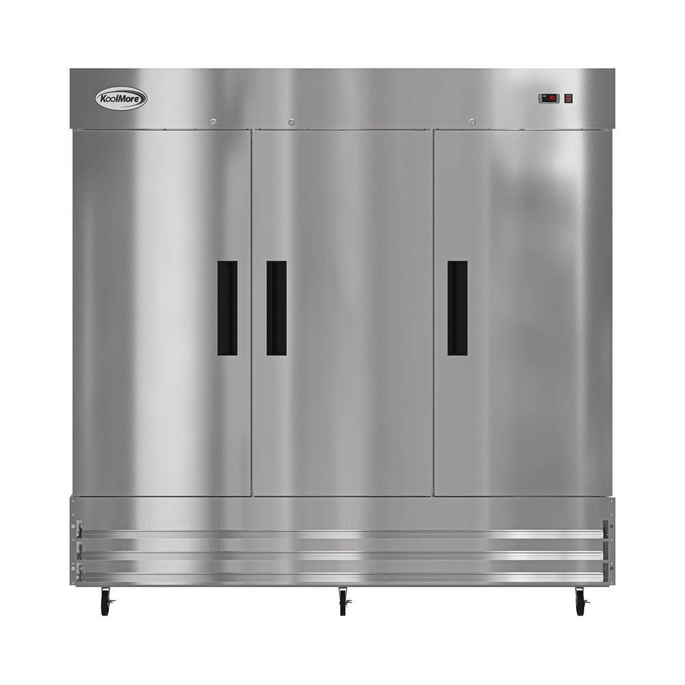 Koolmore RIR-3D-SS 80” 3-Solid Door Reach-In Refrigerator, 72 cu. ft., Bottom...