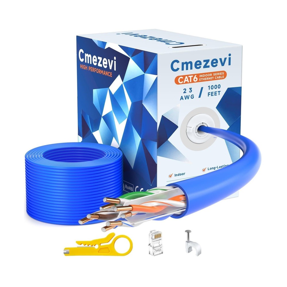CAT6 Ethernet Cable Bulk 1000FT, 23AWG 550MHz Solid CCA UTP Internet Network ...