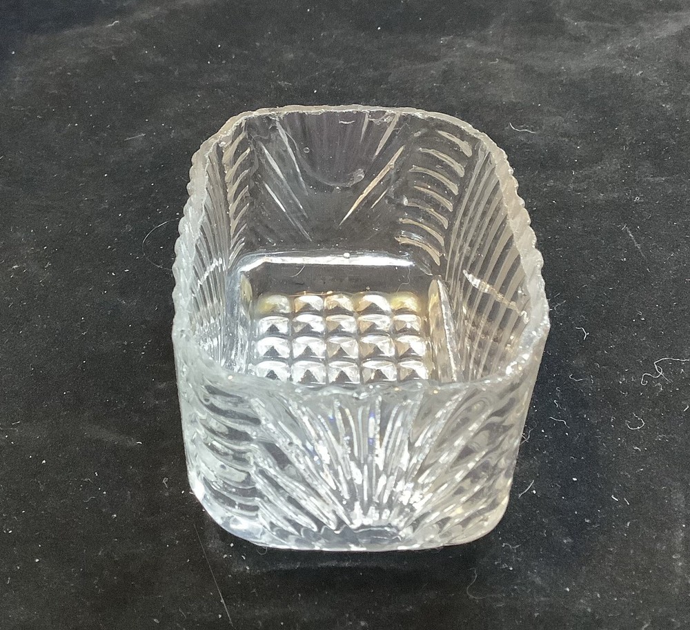 Earlier Than Lacy Glass 1800s Rectangular Shaped Lee Master Salt Cellar Dip