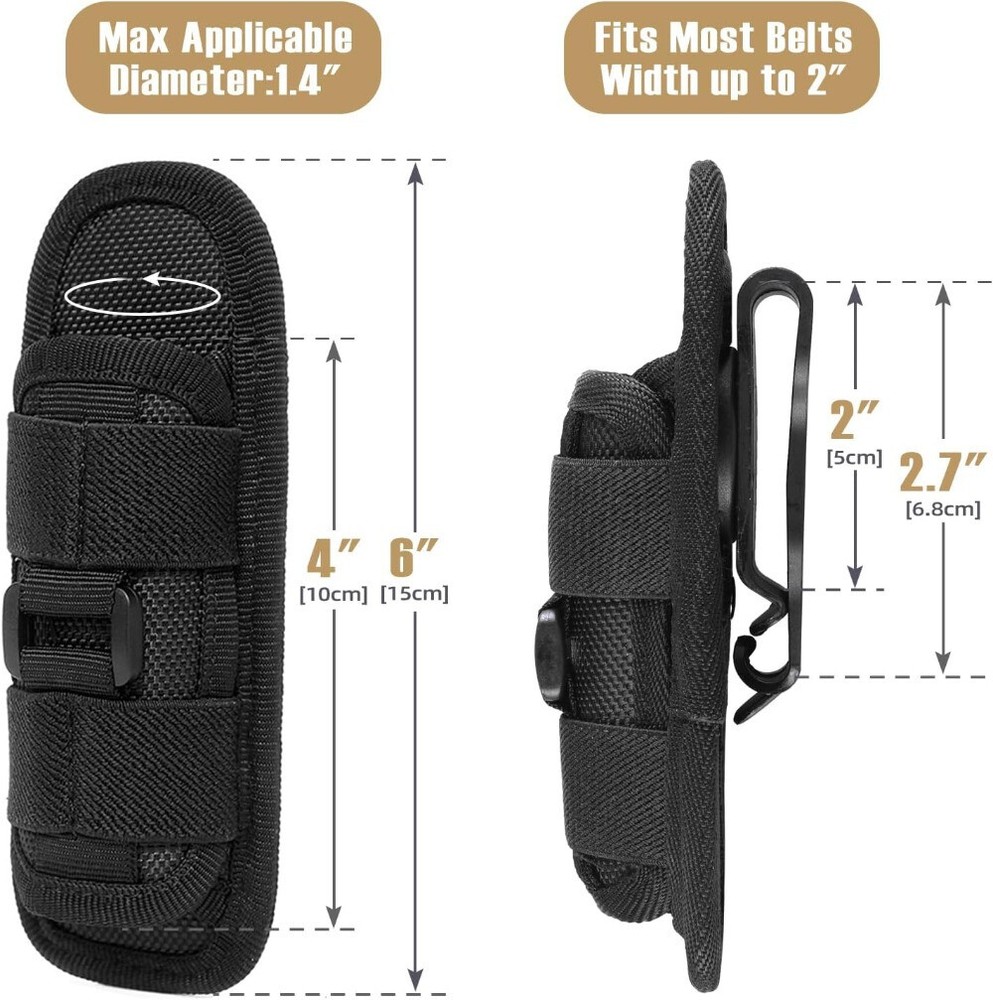 Tactical Molle Flashlight Holder Nylon Belt Holster Flashlight Torch Case Pouch