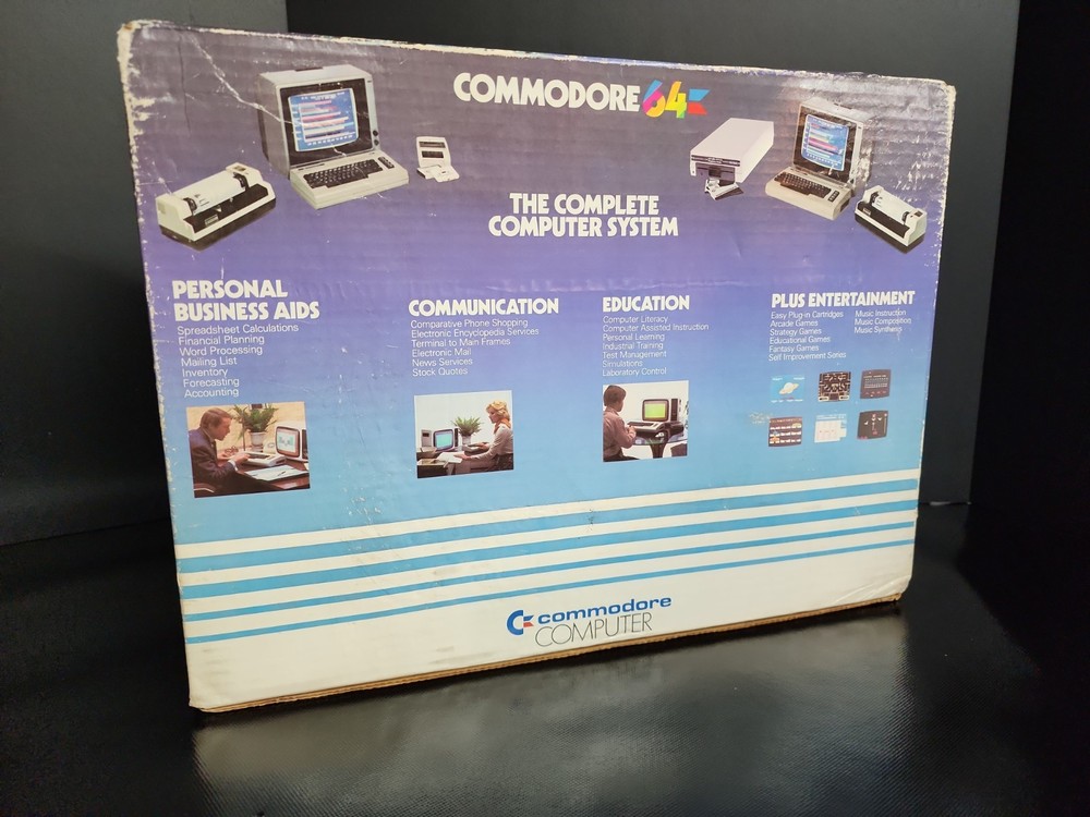 Vintage Commodore 64 Computer C64 In Original Box w/ Inserts & Cables, Powers Up