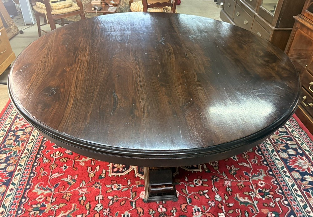 Vintage 60" Round Table Solid Hardwood Barley Twist Dining & Entry Table