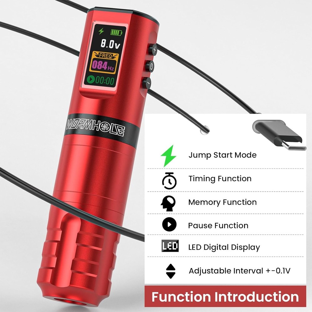 Wormhole Tattoo Gun Kit Professional Wireless Red