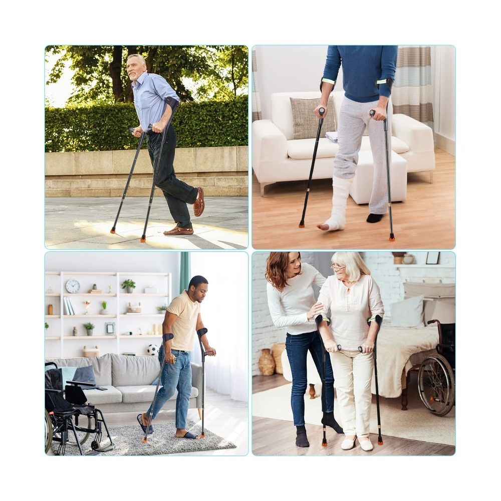 Forearm Crutches Pair, Folding Forearm Crutches Lightweight Adjustable，wi