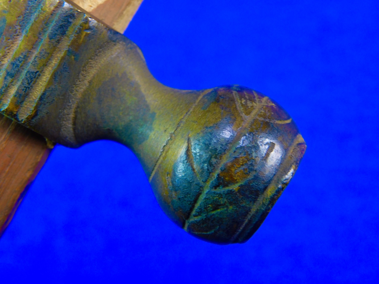 Antique Native American Indian Colonial Brass Head Trade Pipe Tomahawk Axe