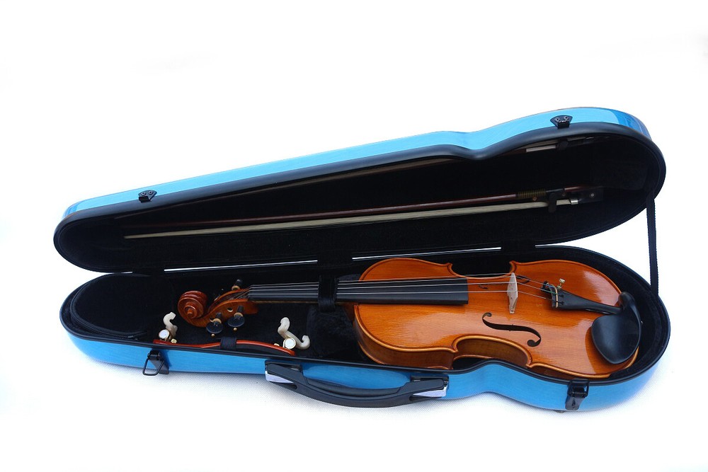 Blue Violin case 4/4 Light Strong Hard Shell Case with Straps 2 PCS Bow Holder
