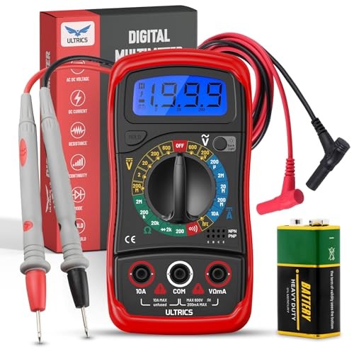 Digital Multimeter, Voltmeter Ammeter Ohmmeter with Test Leads Backlight LCD