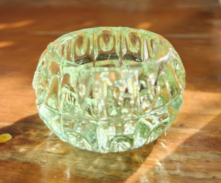 Key Lime Salt Dip 1 1/2" UV Shine Piink Westmoreland Mould Wilkerson Glass