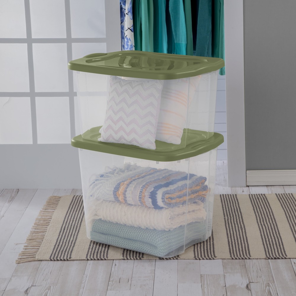 Storage Bin, Full-Grip Handles, Green