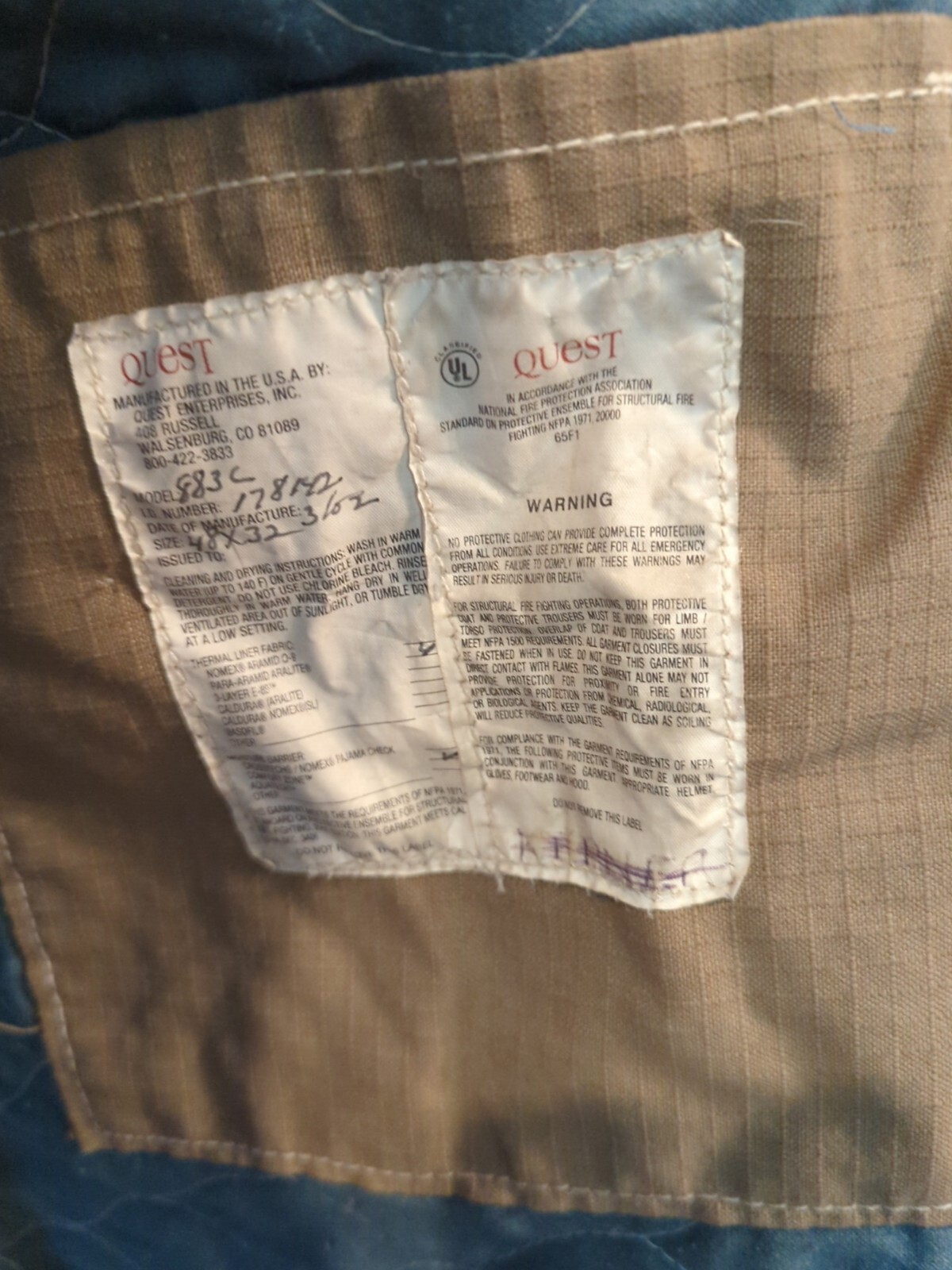 Vintage Retired Firefighter Turnout JACKET FIRE COAT USED 48 X 32