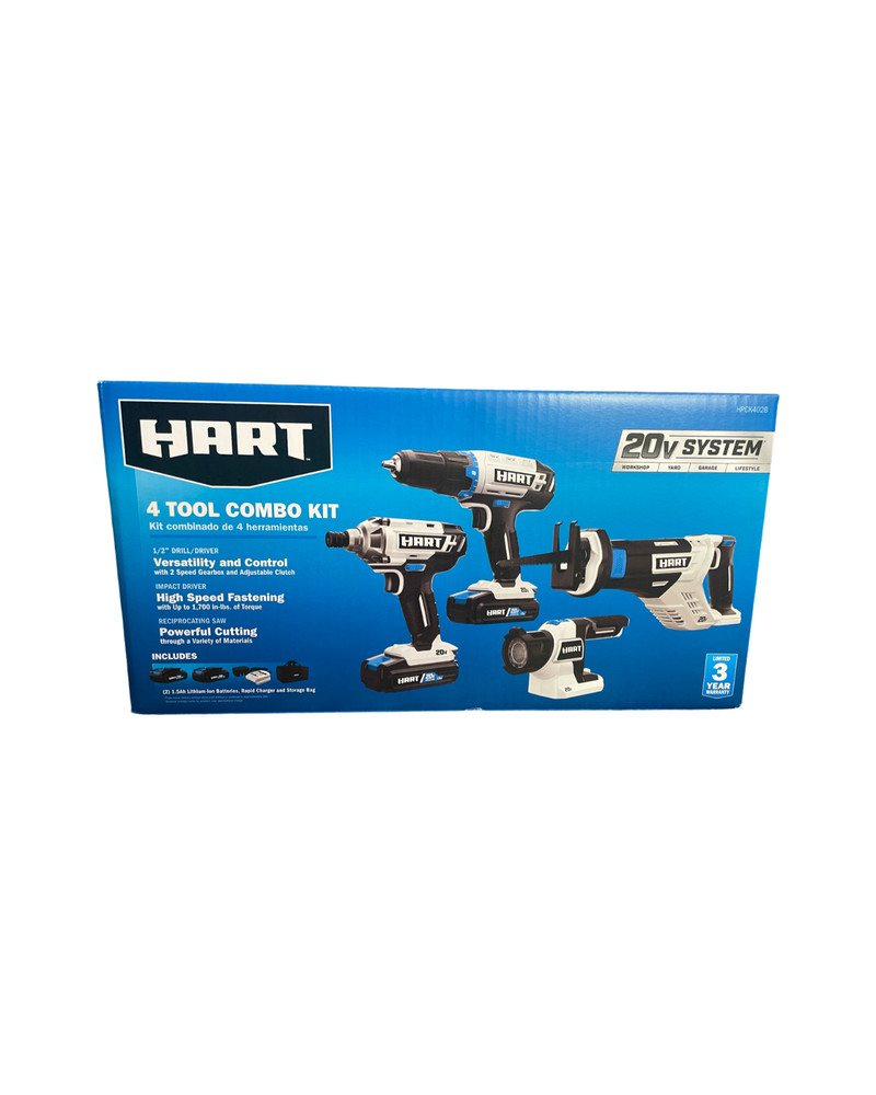 hart 20-volt cordless 4-tool combo kit