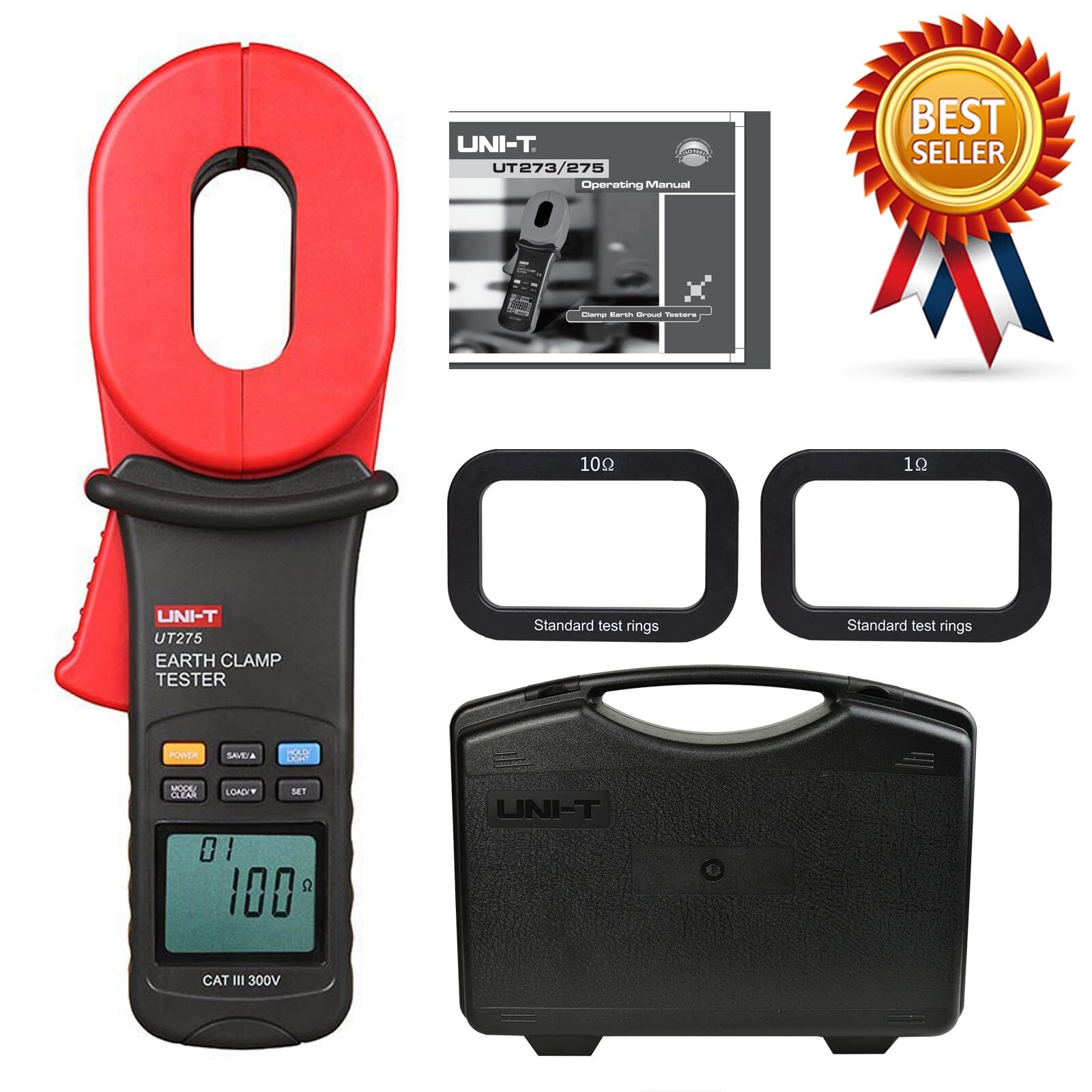 UNI-T UT275 Auto Earth Ground Resistance Clamp Meter 2.2" LCD Range 0.01~ 100✦Kd