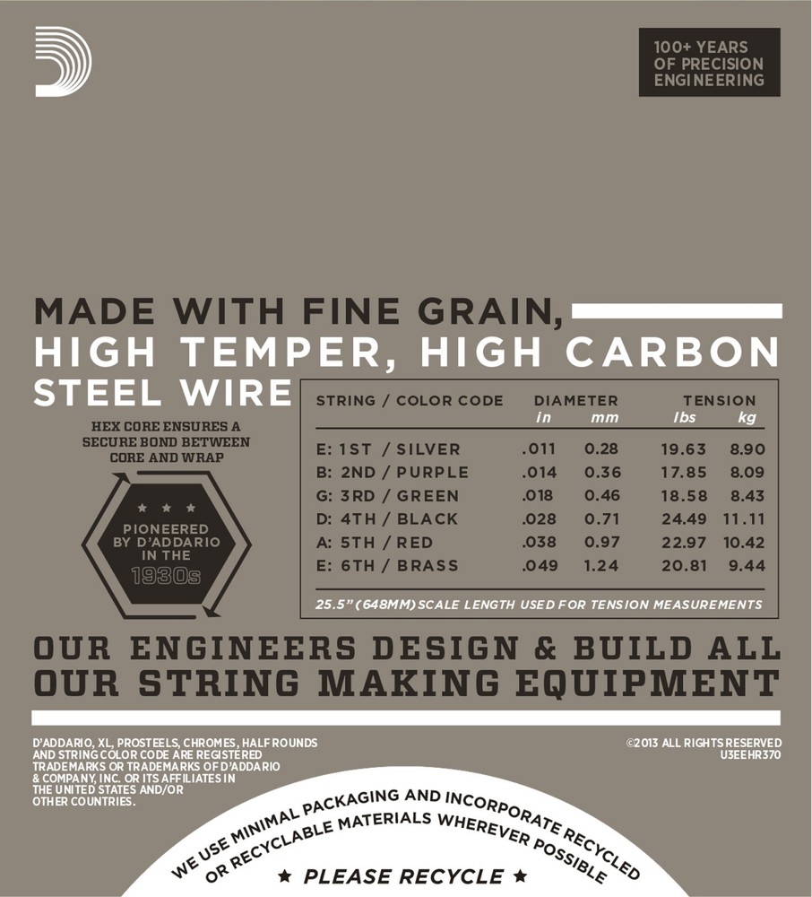 D'Addario EHR370 Half Rounds Medium 11-49 Electric Guitar Strings