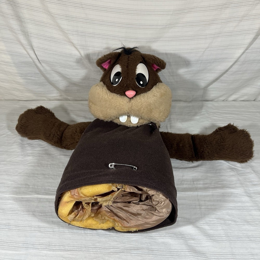 Vintage Puppet Large Hand Arm Puppet Beaver/Chipmunk Brown Muppet Handmade?