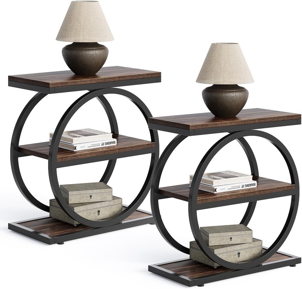 End Table 3-Tier Side Table Slim Sofa Side Table Living Room Tall Bedside Table