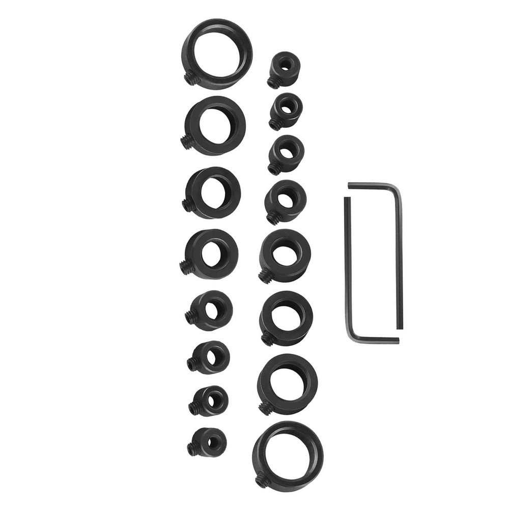 18 Piece Depth Stop Drill Bit Set with Positioner Rings and 2 Hex Wrenches