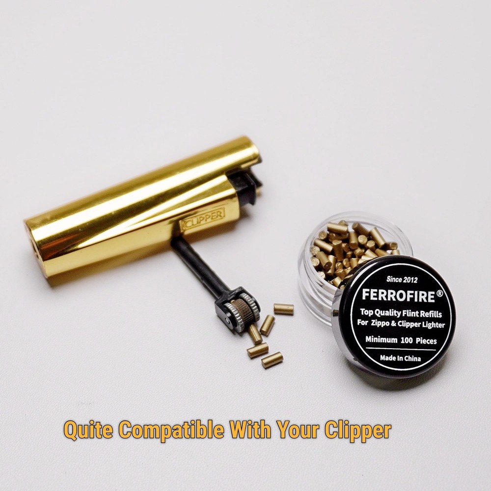 FERROFIRE 100-Pack Premium Replacement Flints 2.3 x 5mm, Packed in Bottle