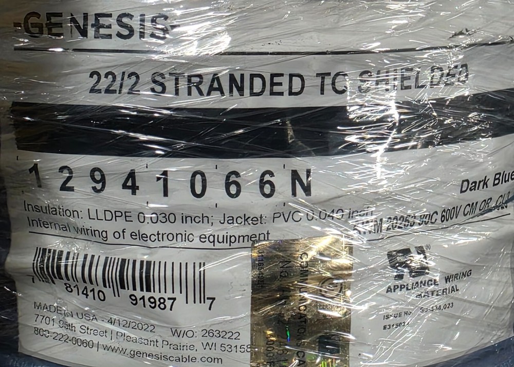 Genesis/Novar 1294 22/1P Shielded Lo-Cap Temperature Sensor Cable Blue /50ft