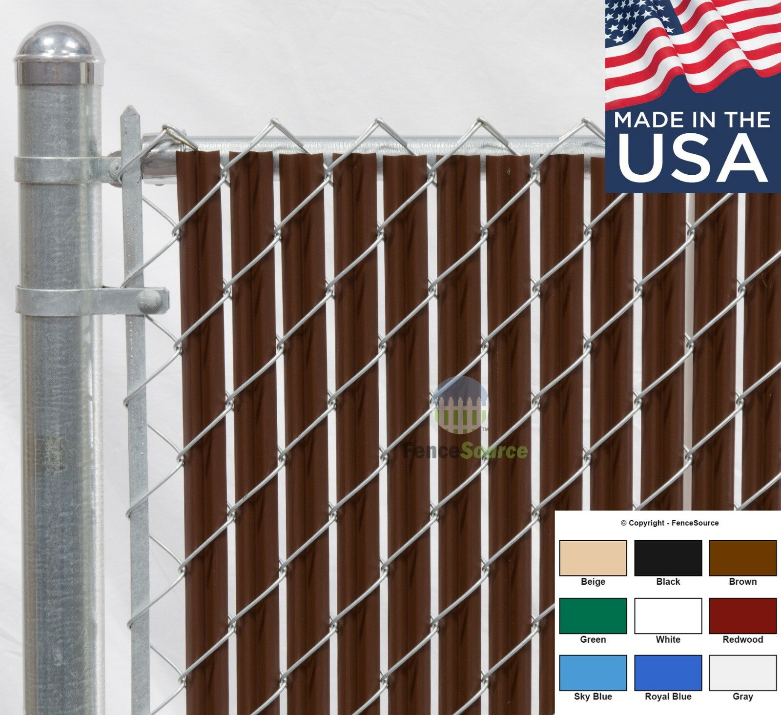 5 ft High Brown Wave Slat™ Single Wall Privacy Chain Link Fence Slats