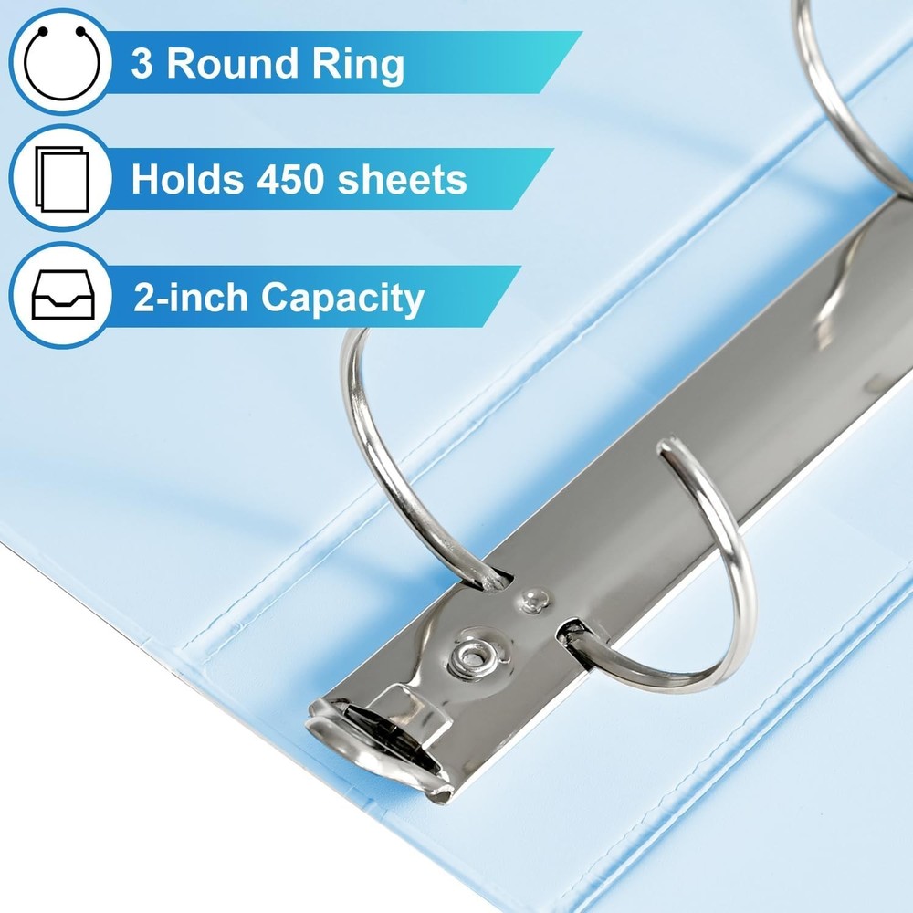 2'' 3-Ring-Binder with Pockets, 450 Sheets Capacity, 2 inch Binders fits 11" ...