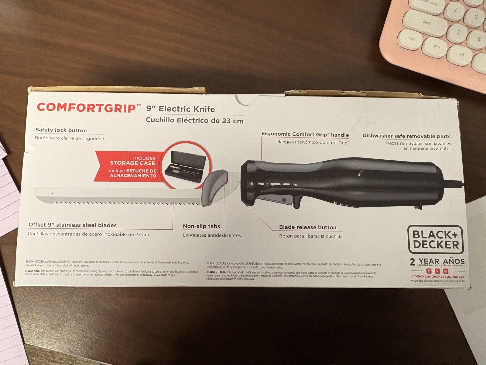 BLACK+DECKER ComfortGrip 9" Electric Knife EKS10B Storage Case Black New