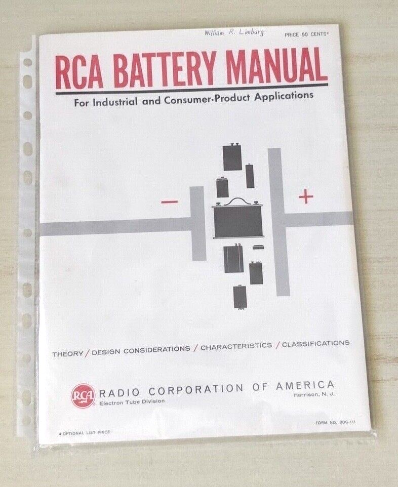 1962 RCA Battery Manual - Technical Specifications