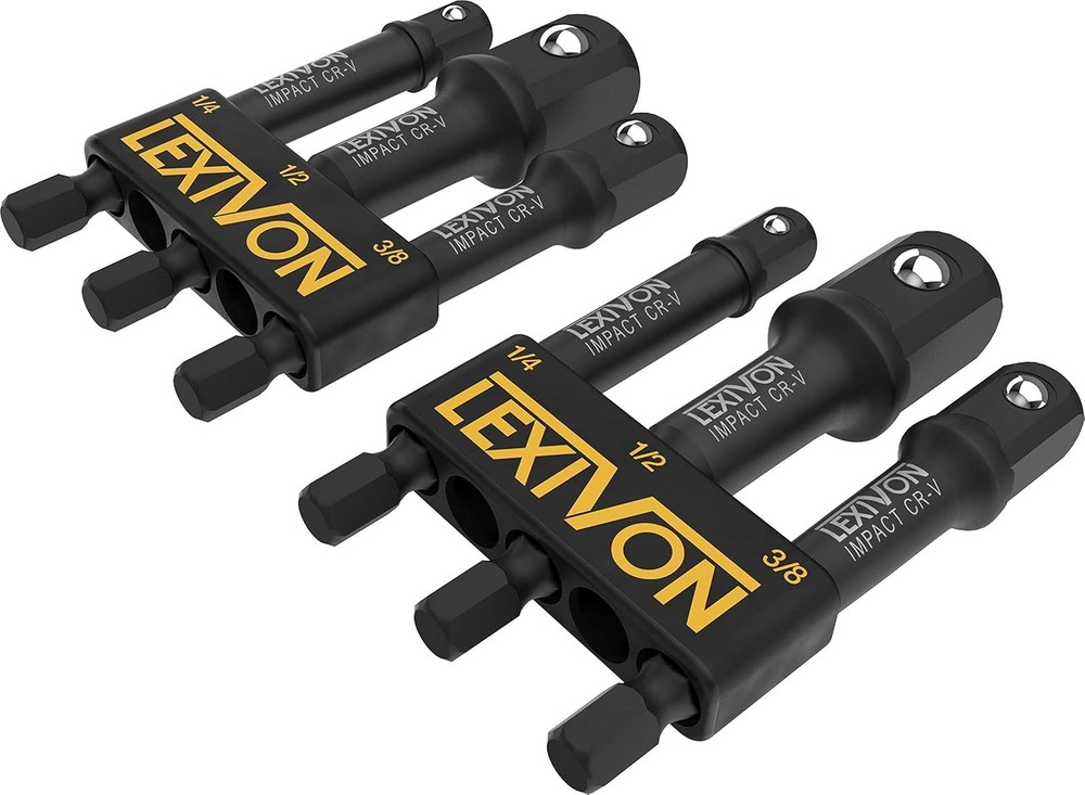 LEXIVON [2-Pack] Impact Grade Socket Adapter Set, 3" Extension Bit One Size