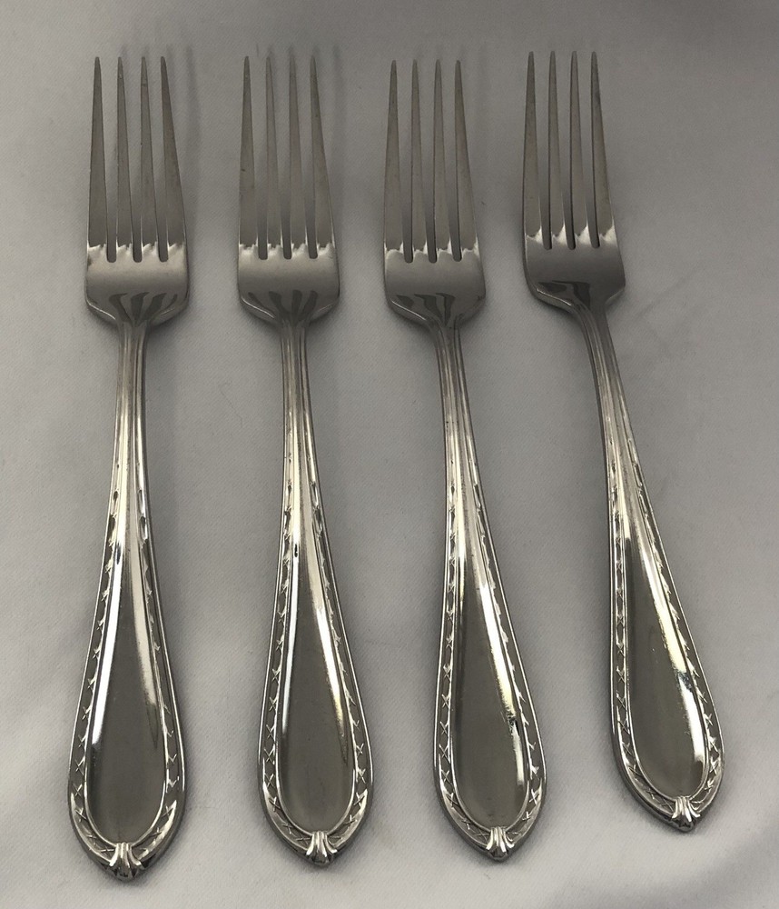 WATERFORD - POWERSCOURT - STAINLESS - 4 DINNER FORKS - FLATWARE - SILVERWARE