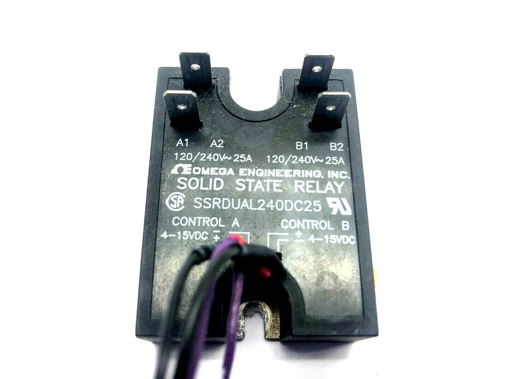 Omega SSRDUAL240DC25 Solid State Relay 120/240V 25A
