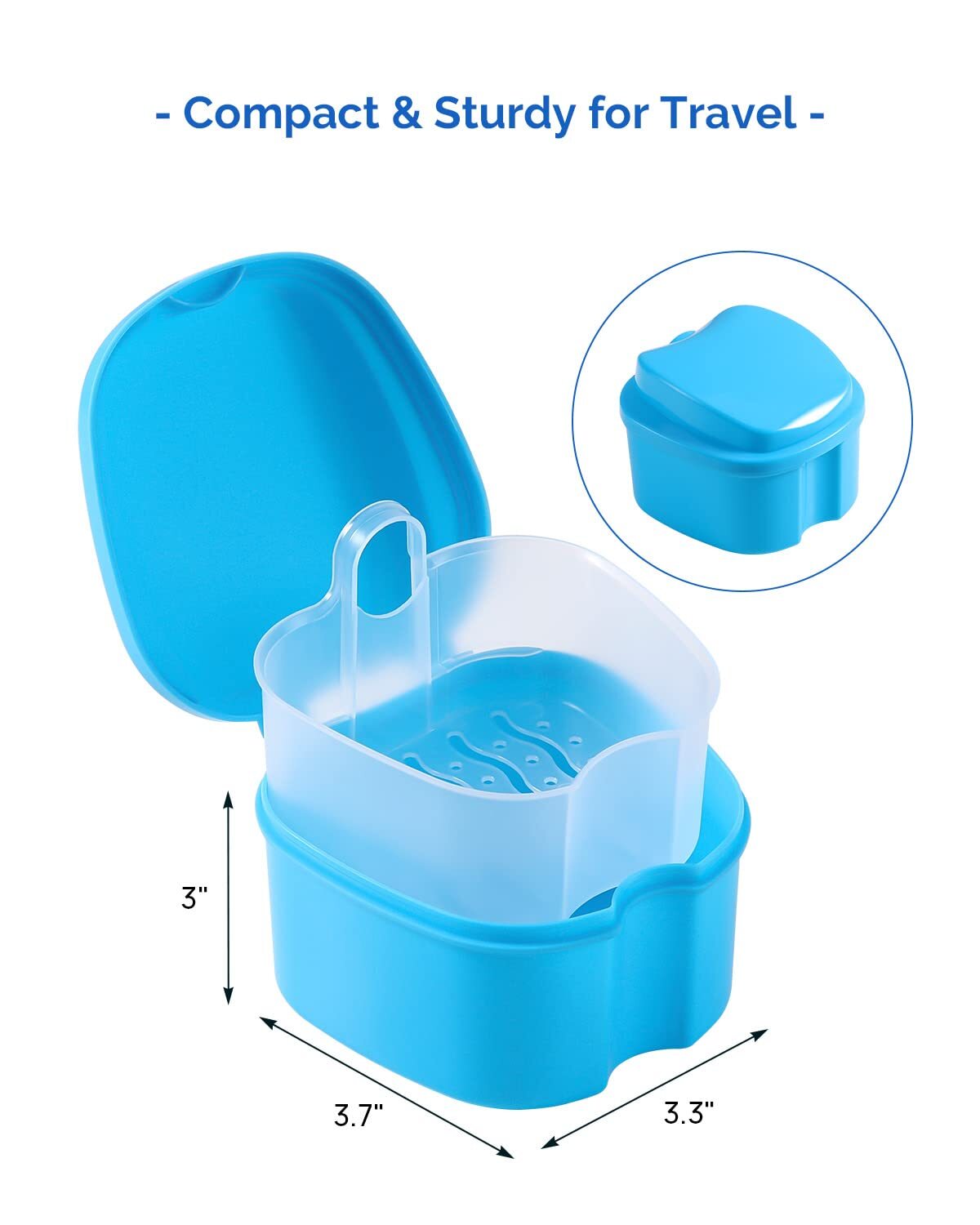 JMU Denture Retainer Case w/ Strainer Apple Shaped False Teeth Storage Box