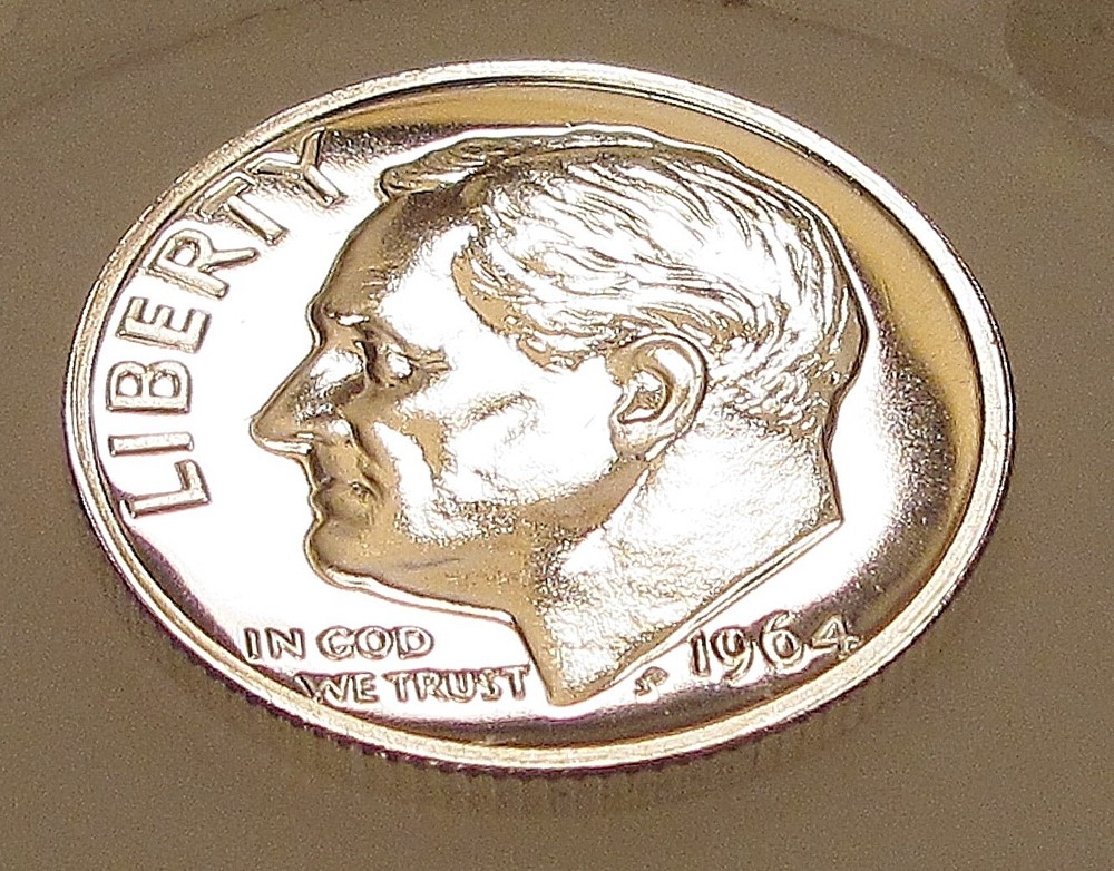 1964 Gem  Proof  "EYE CANDY" Dime 90% Silver Blazing Luster  #914