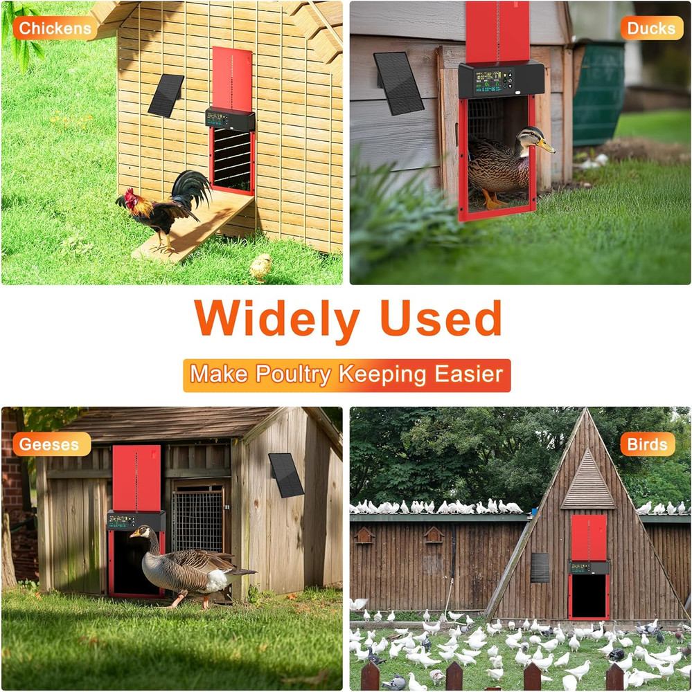 Solar-Powered Automatic Chicken Coop Door with Remote Control and LCD Display