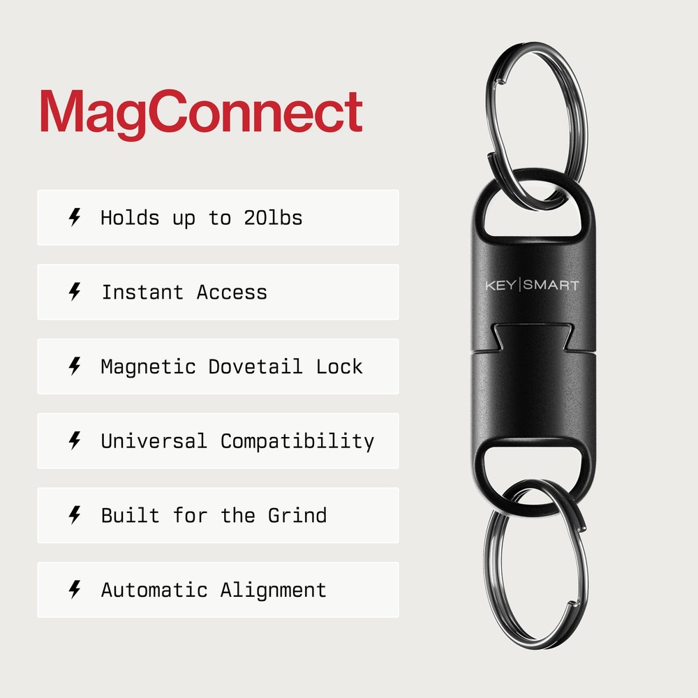 KeySmart MagConnect Pro Magnetic Quick Release KeyChain - Detachable Key Ring...