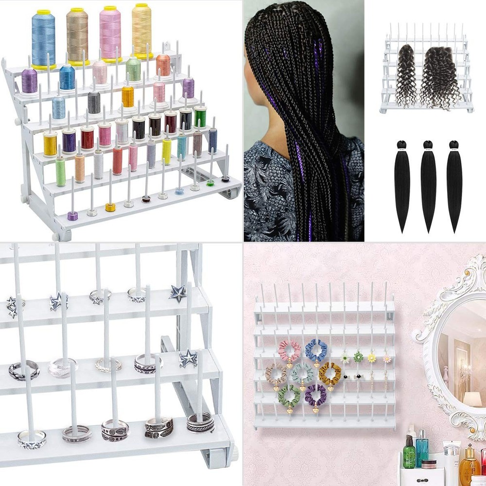 Thread Rack for 60 Spools or 30 Cones, Wall Mounted Large Thread Holder with ...