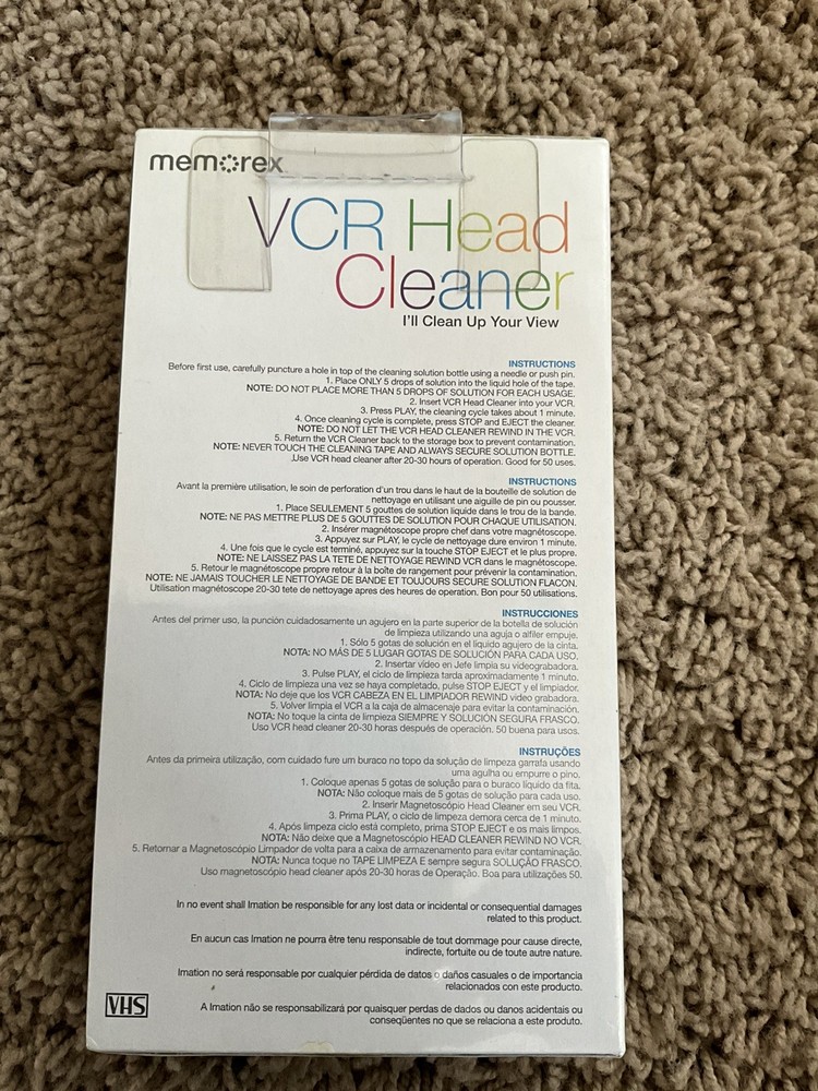 Memorex VHS VCR Video Head Cleaner & Solution (Brand New)