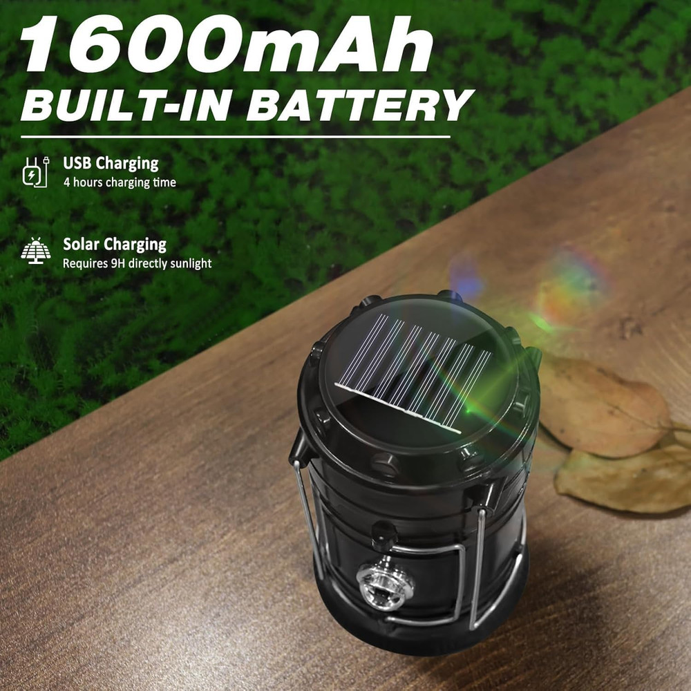 4-Pack Solar Camping Lantern, Collapsible LED Solar USB Rechargeable Lant