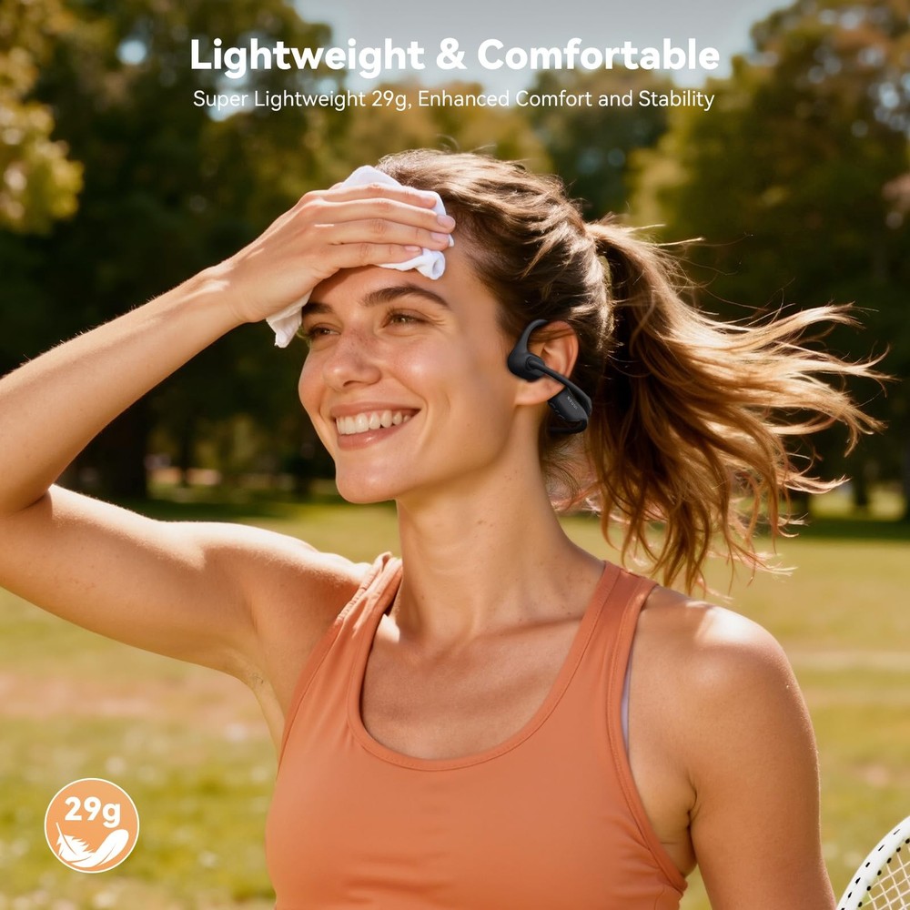 Open Ear Headphones with Mic, Dual Connection Bluetooth Headset with Micropho...