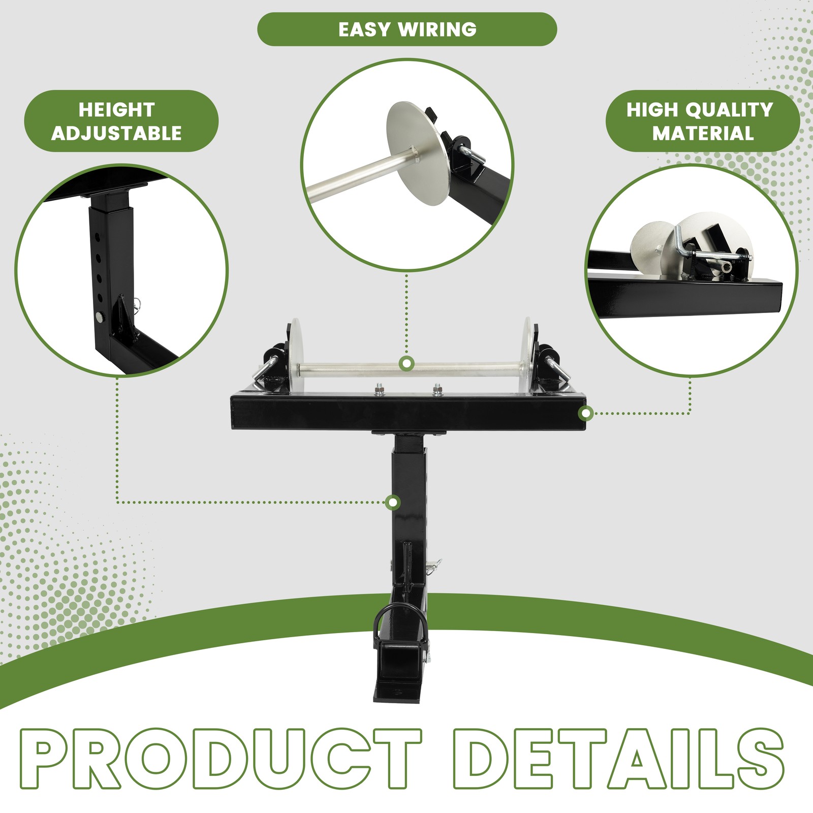 Barbed Wire Unroller Bolt-On ATV Adaptor with 2" Receiver Hitch For Fencing