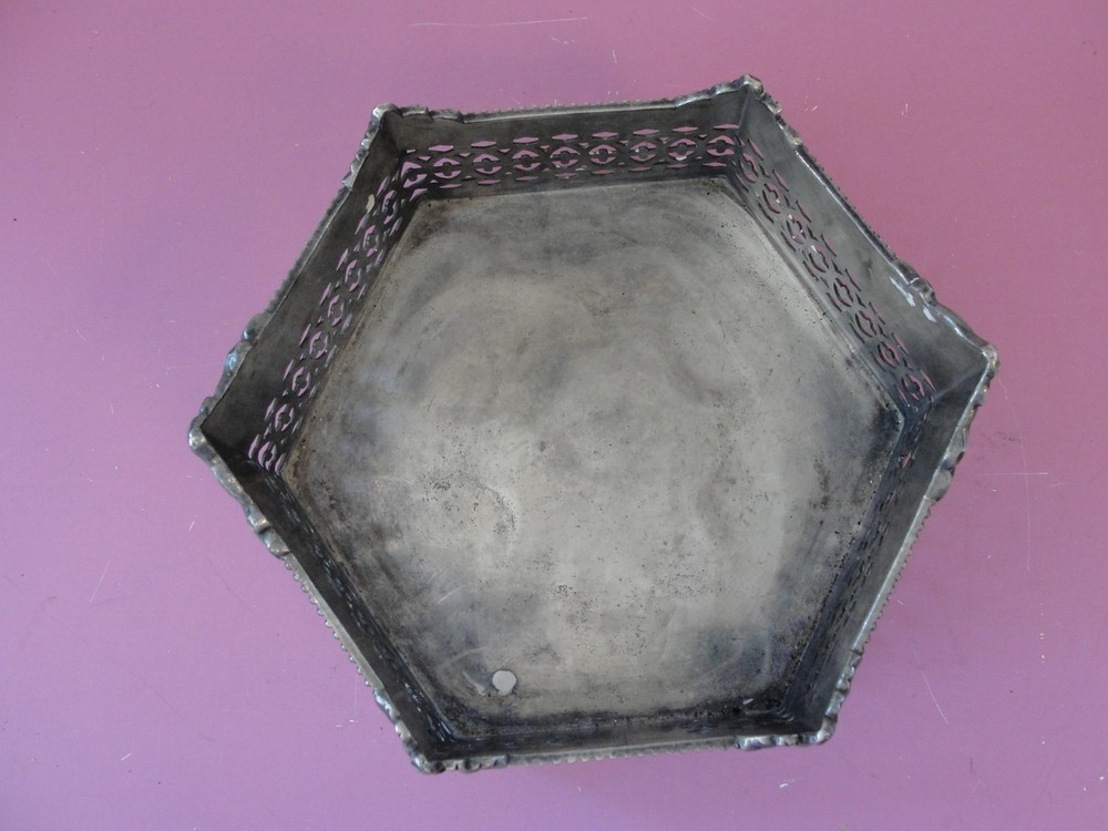 Ornate Reticulated Silver Metal dish