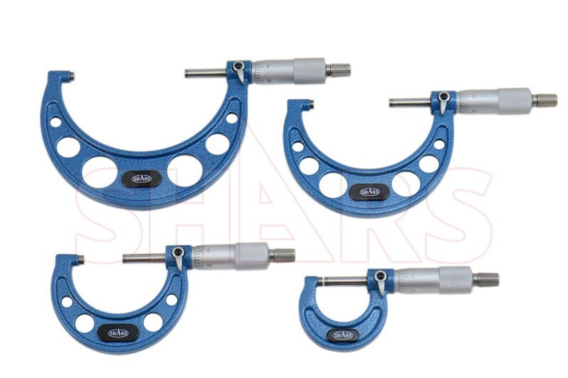 Shars 0-4" Mechanical Solid Metal Frame Outside Micrometer Set New L}