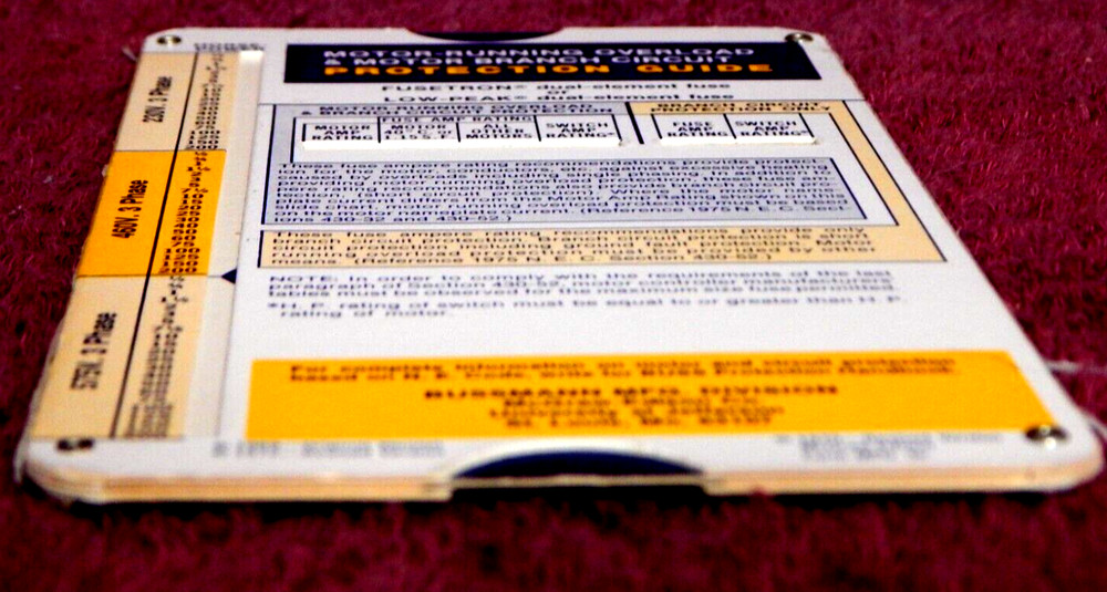 BUSS Motor Running Overload Prtection Guide 1975